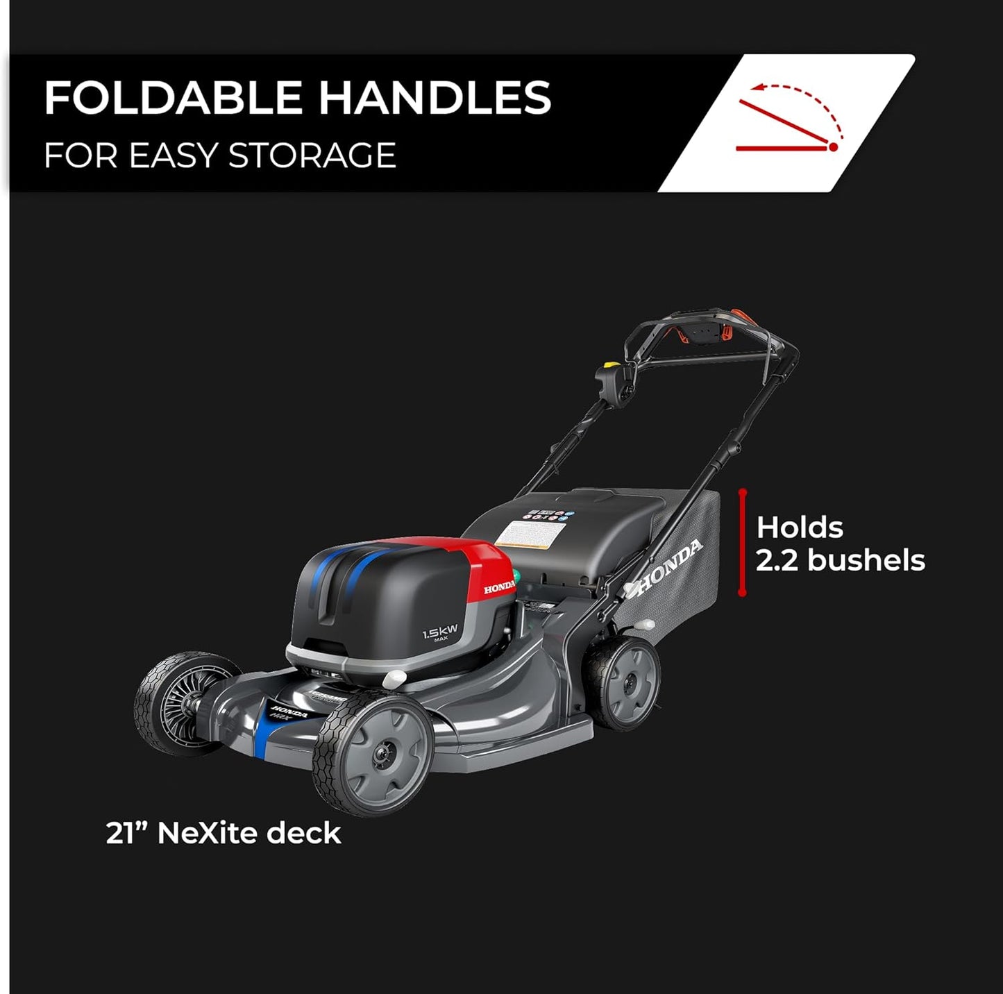 Honda HRX-BE 21" Battery Self-Propelled Lawn Mower, Dual Battery Bays, 2.2 Bushel Grass Bag