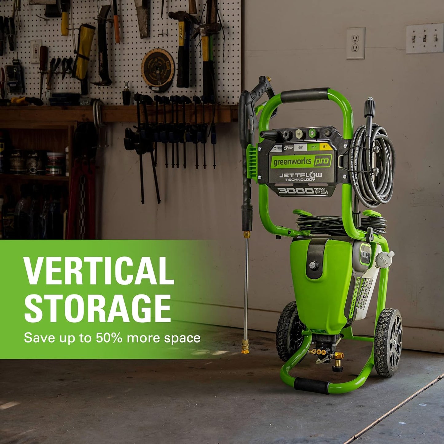 Greenworks 3000 PSI Brushless Electric Pressure Washer, 2.0 GPM, Steel Wand, Soap Tank, 5 Nozzles