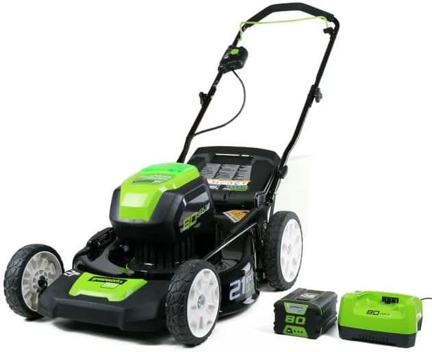 Greenworks 80V 21" Brushless Cordless Lawn Mower, Push, 4.0Ah Battery & 60-Min Rapid Charger