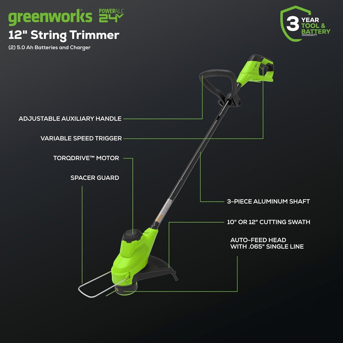 Greenworks 48V Cordless Yard Combo Kit: 21" Self-Propelled Lawn Mower, Trimmer & Blower, 3 Batteries & 2 Chargers