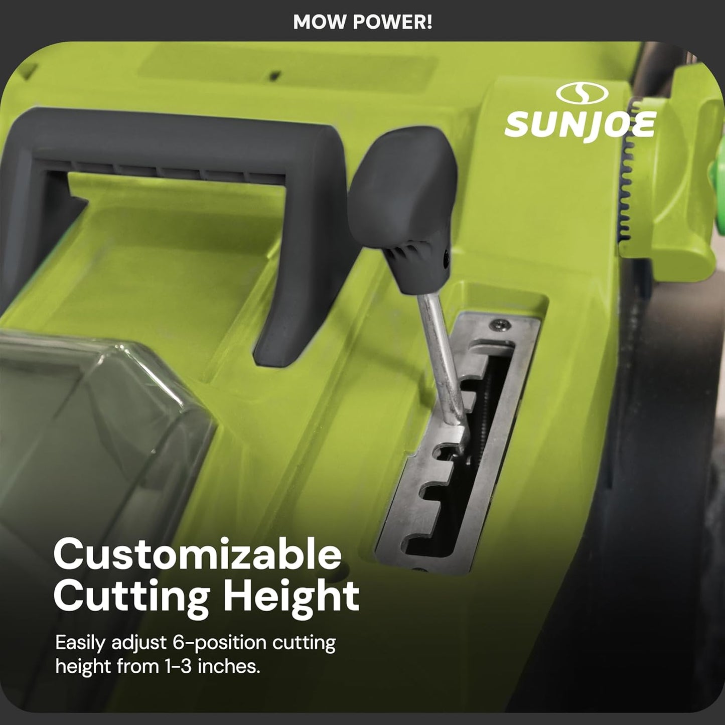 Sun Joe Cordless Electric Push Lawn Mower with 6-Position Height Adjustment, 11-Gal Bag