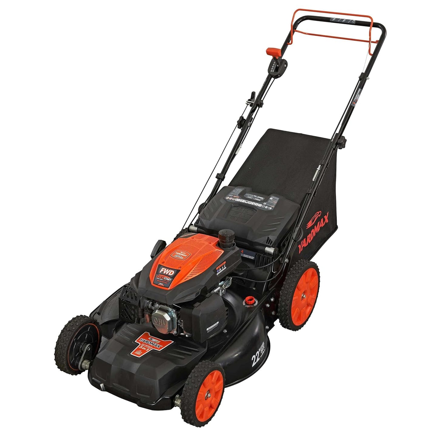 YARDMAX 22" 201cc Self-Propelled Gas Lawn Mower, 6-Speed CVT High Wheel 3-in-1 (YG2860)
