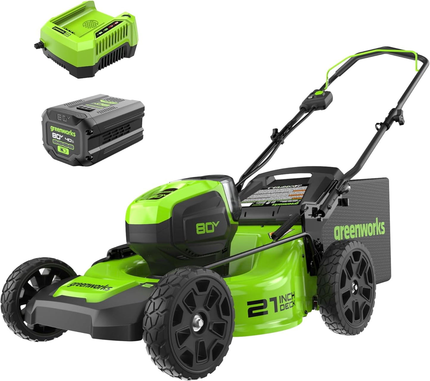 Greenworks 80V 21" Brushless Cordless Lawn Mower, Push, 4.0Ah Battery & 60-Min Rapid Charger