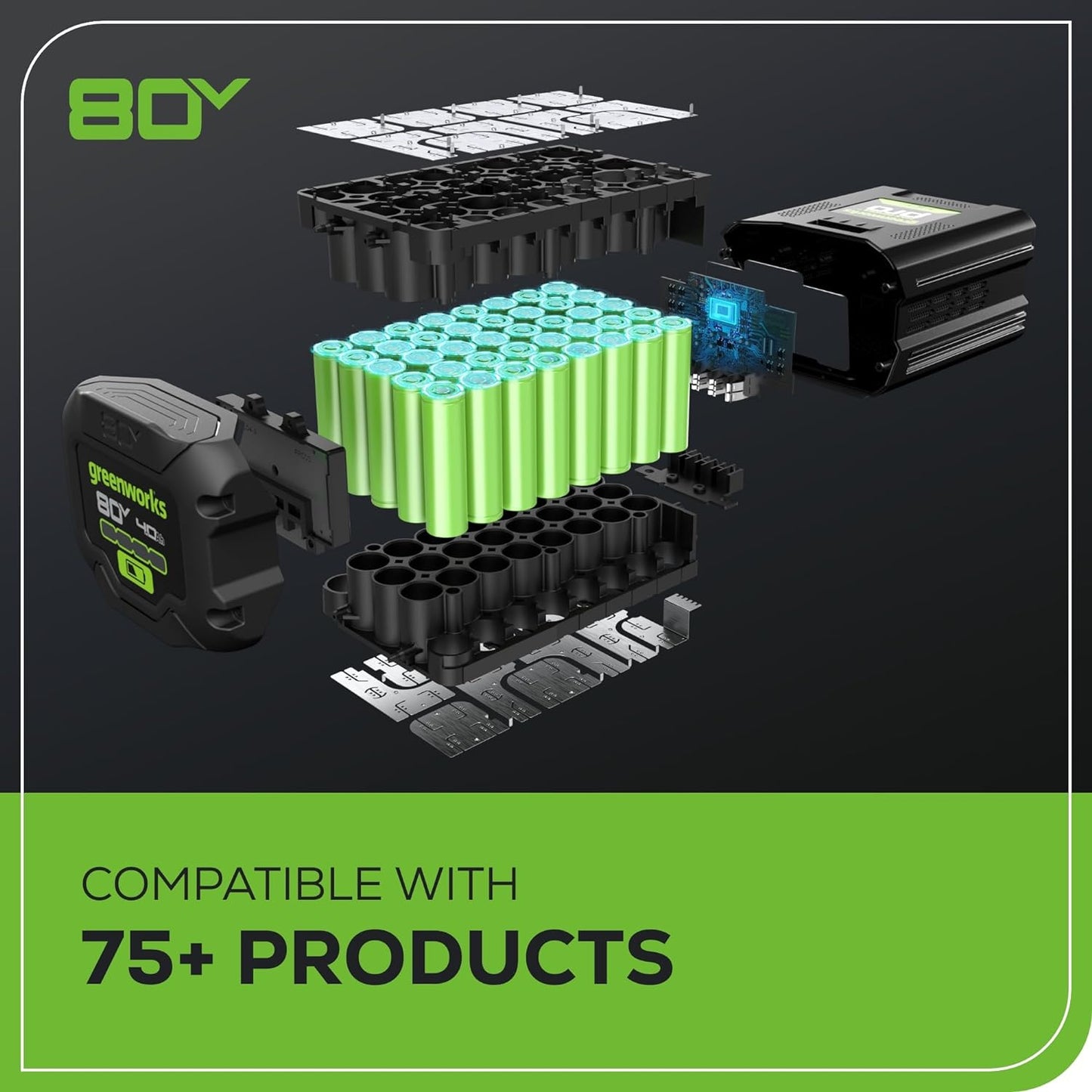 Greenworks 80V 21" Brushless Cordless Lawn Mower, Push, 4.0Ah Battery & 60-Min Rapid Charger