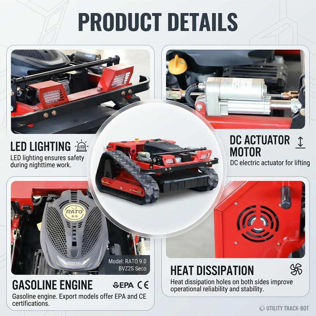 Infront Remote Control Lawn Mower, 20" Cutting Width, Adjustable Height, All-Terrain Track Design