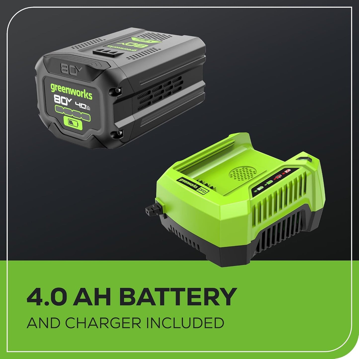 Greenworks 80V 21" Brushless Cordless Lawn Mower, Push, 4.0Ah Battery & 60-Min Rapid Charger