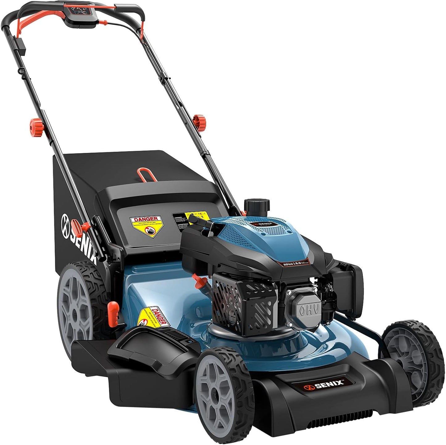 SENIX 22" Self-Propelled Gas Lawn Mower, 201cc 4-Cycle Engine, 3-in-1 Bagging Mulching Side Discharge