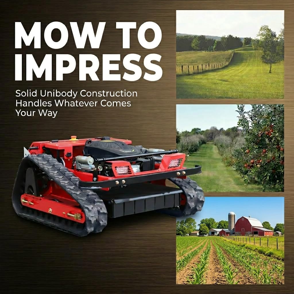 Infront Remote Control Lawn Mower, 20" Cutting Width, Adjustable Height, All-Terrain Track Design