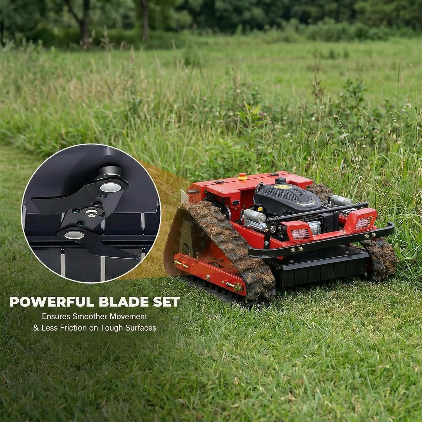 Infront Remote Control Lawn Mower, 20" Cutting Width, Adjustable Height, All-Terrain Track Design
