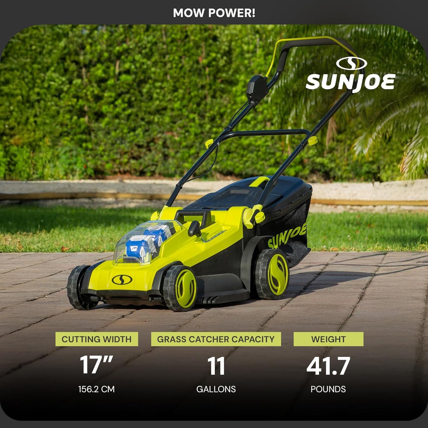 Sun Joe Cordless Electric Push Lawn Mower with 6-Position Height Adjustment, 11-Gal Bag