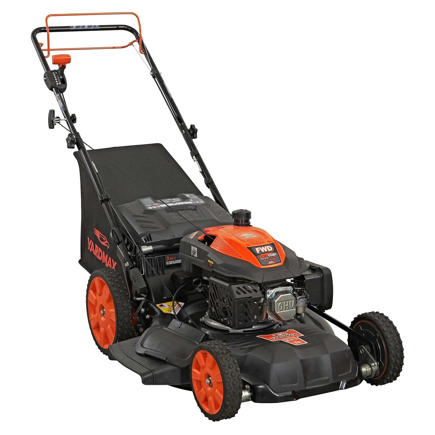 YARDMAX 22" 201cc Self-Propelled Gas Lawn Mower, 6-Speed CVT High Wheel 3-in-1 (YG2860)