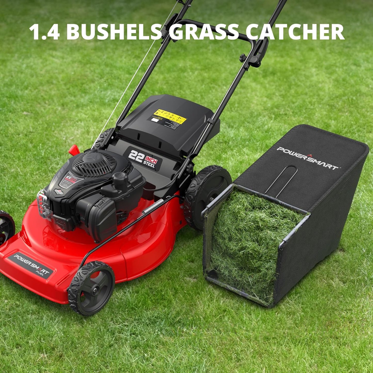 PowerSmart 22-Inch Gas Lawn Mower Self-Propelled, 150cc B&S Engine, 3-in-1 Mulching System, 6 Cutting Heights