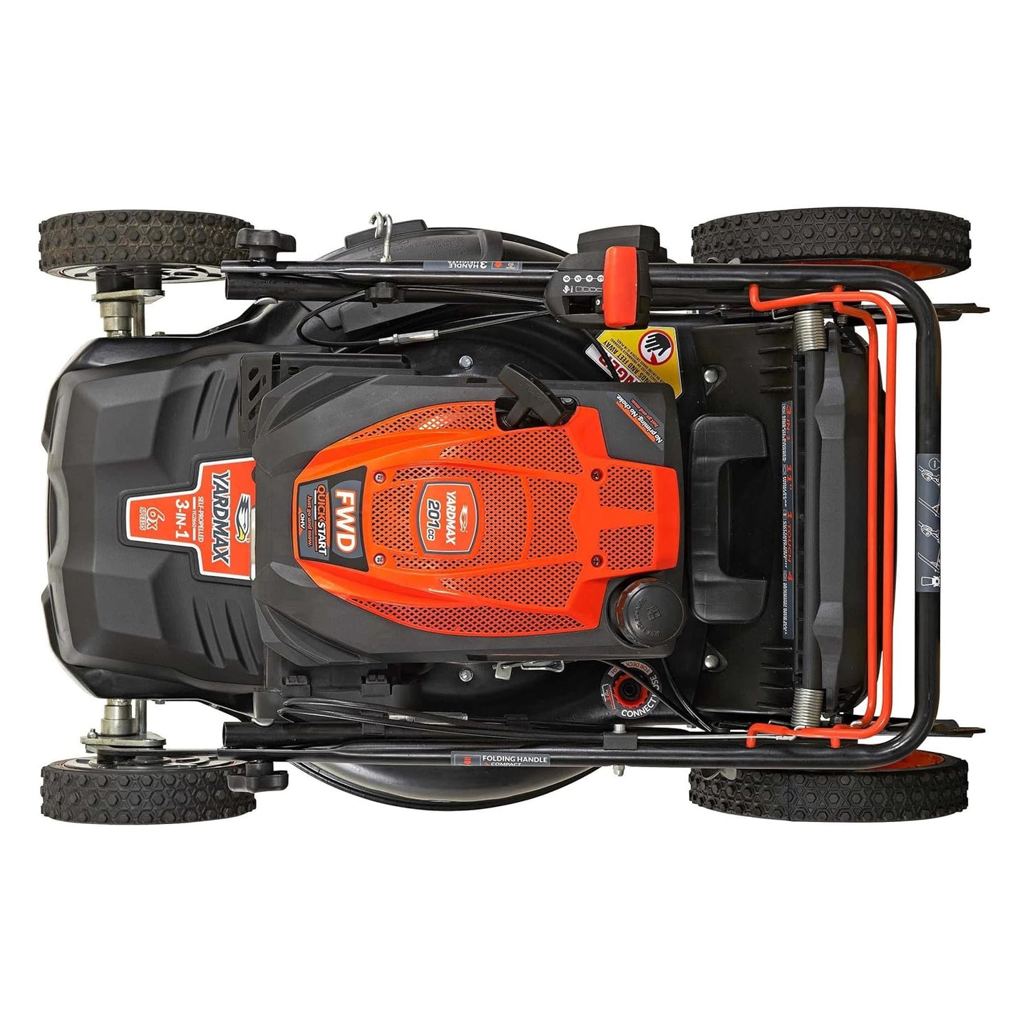 YARDMAX 22" 201cc Self-Propelled Gas Lawn Mower, 6-Speed CVT High Wheel 3-in-1 (YG2860)