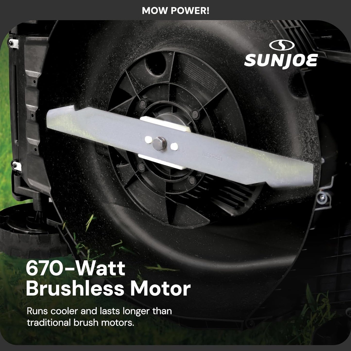 Sun Joe Cordless Electric Push Lawn Mower with 6-Position Height Adjustment, 11-Gal Bag