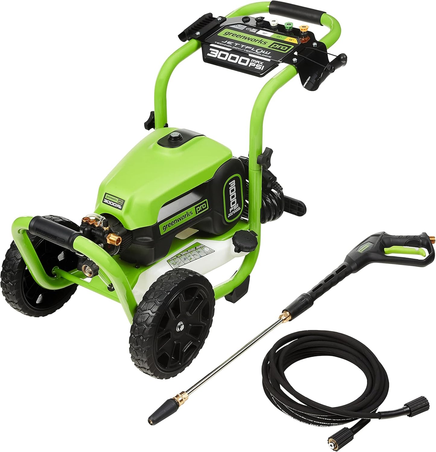 Greenworks 3000 PSI Brushless Electric Pressure Washer, 2.0 GPM, Steel Wand, Soap Tank, 5 Nozzles