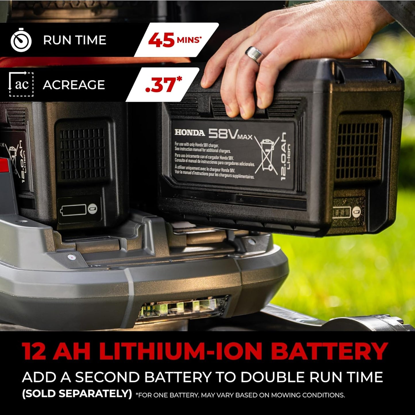 Honda HRX-BE 21" Battery Self-Propelled Lawn Mower, Dual Battery Bays, 2.2 Bushel Grass Bag