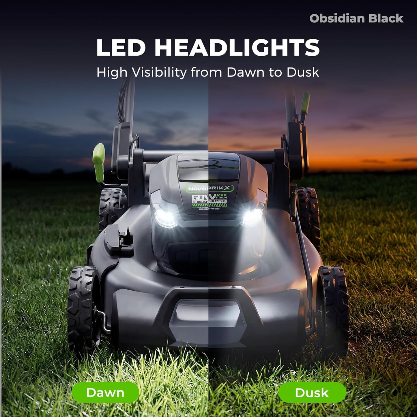 NovorikX 60V Self-Propelled Cordless Lawn Mower 21", Brushless Motor, 5Ah Battery & Rapid Charger