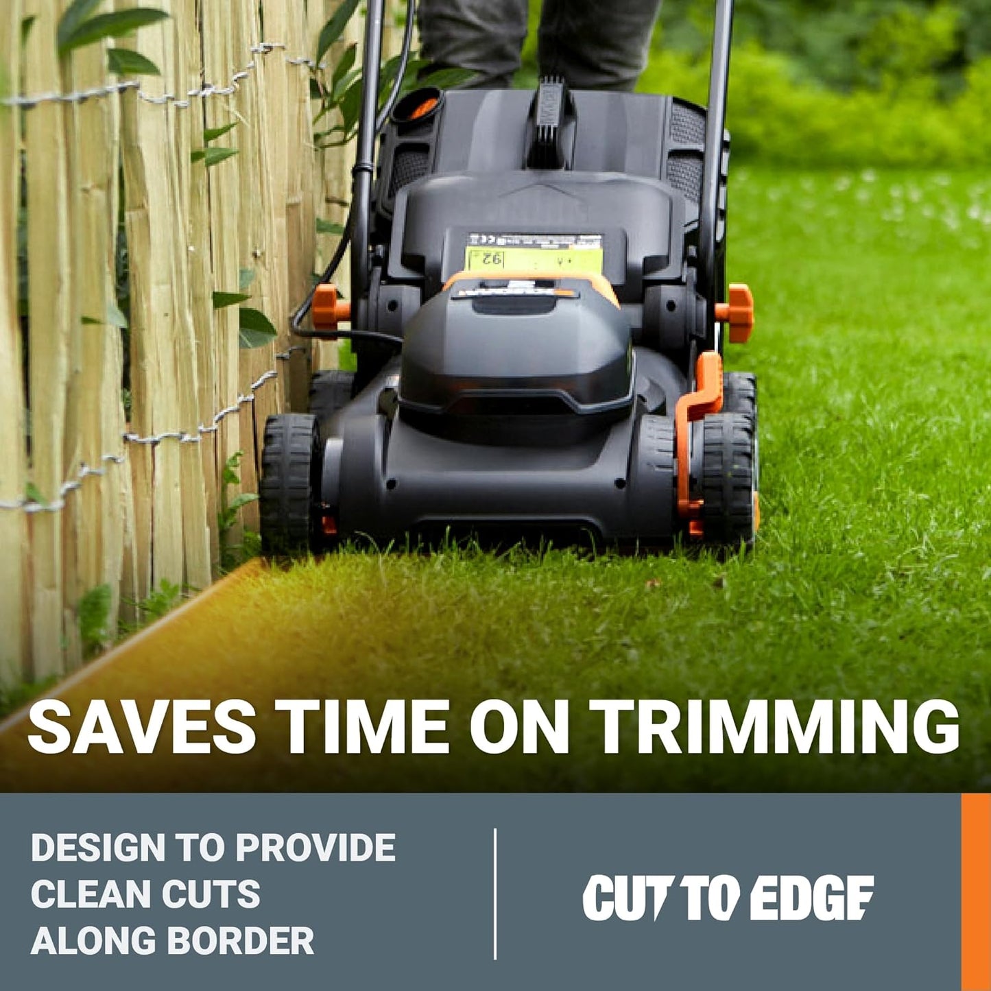WORX 17" Cordless Lawn Mower, Quiet Electric Push Mower with 2 Batteries & Charger, WG743
