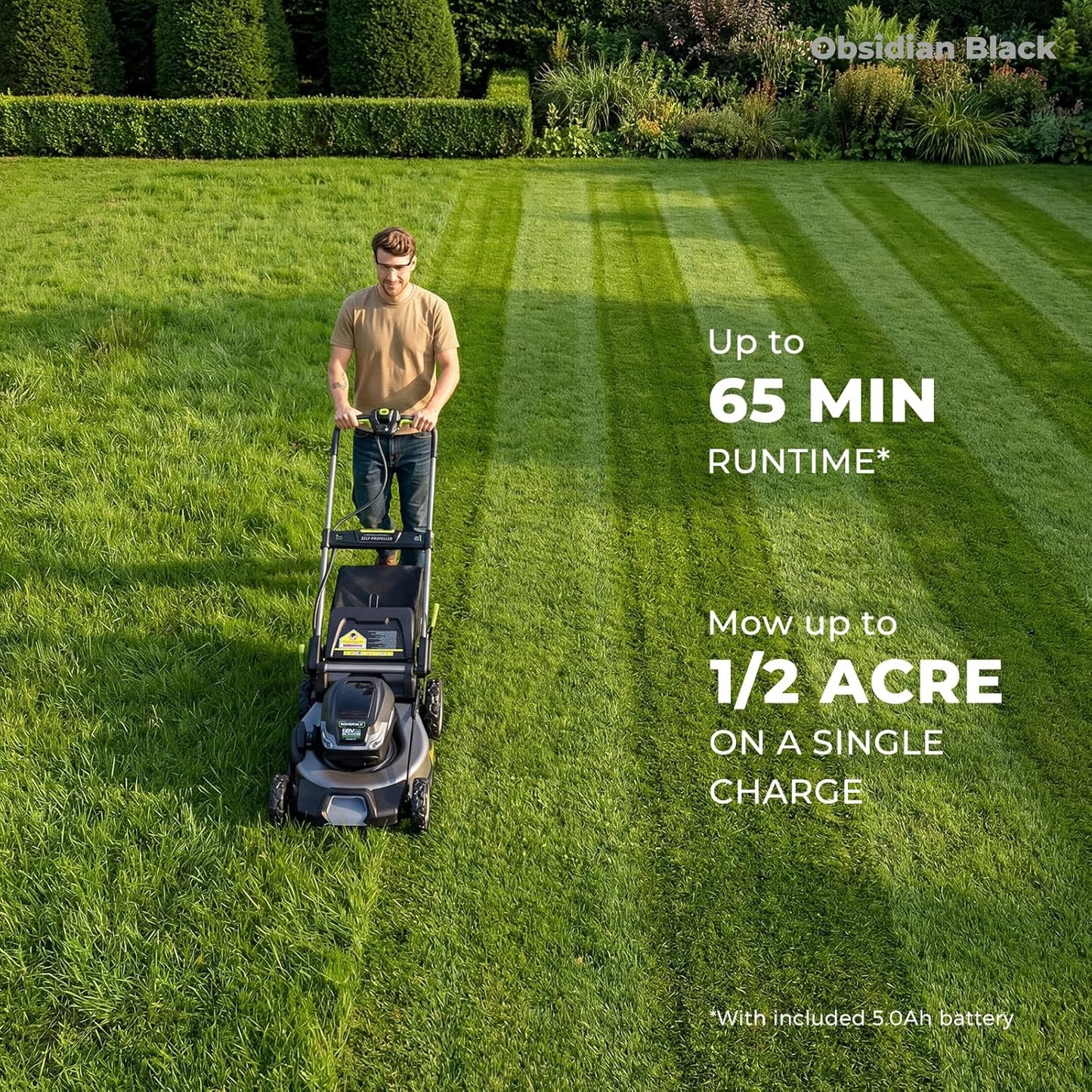 NovorikX 60V Self-Propelled Cordless Lawn Mower 21", Brushless Motor, 5Ah Battery & Rapid Charger