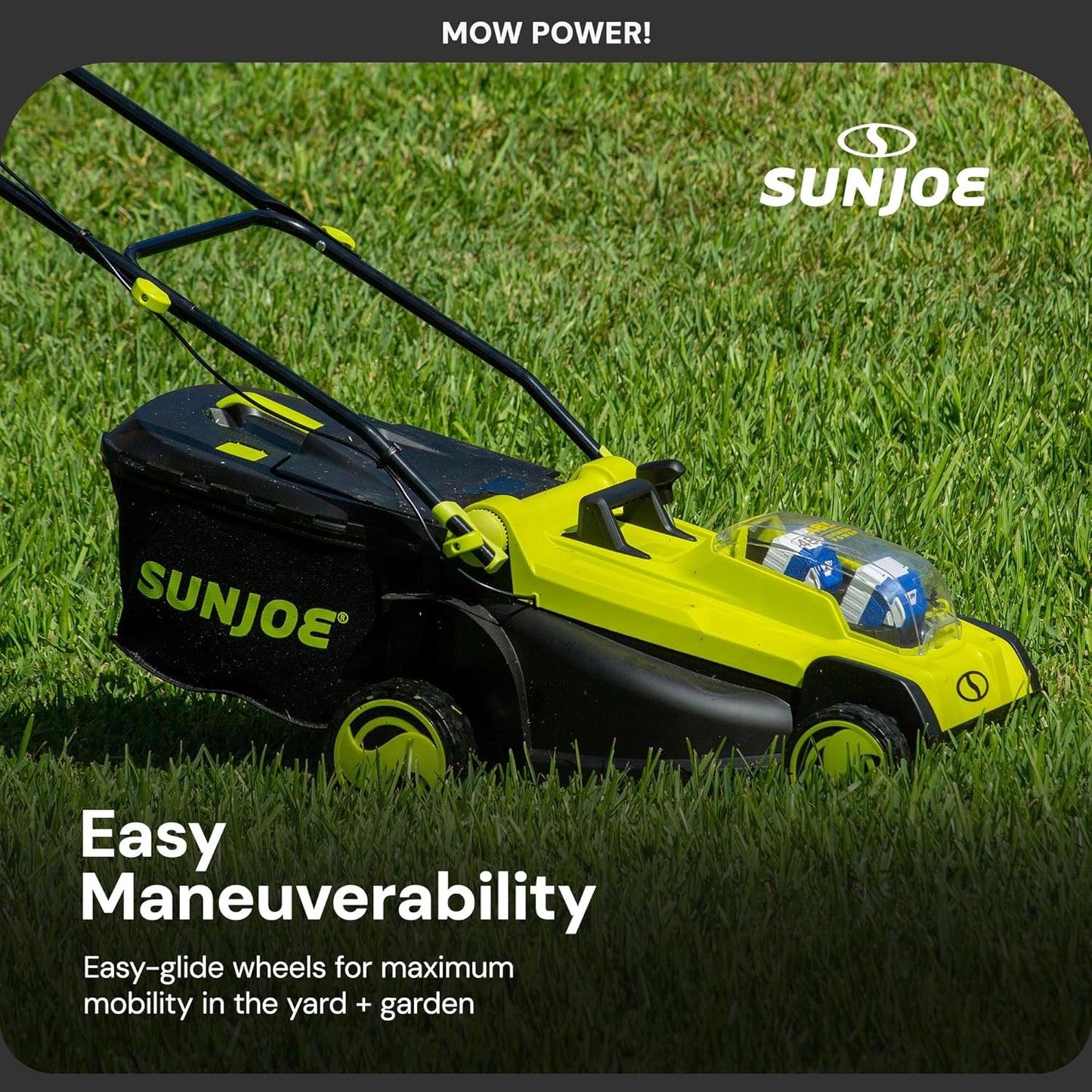 Sun Joe Cordless Electric Push Lawn Mower with 6-Position Height Adjustment, 11-Gal Bag