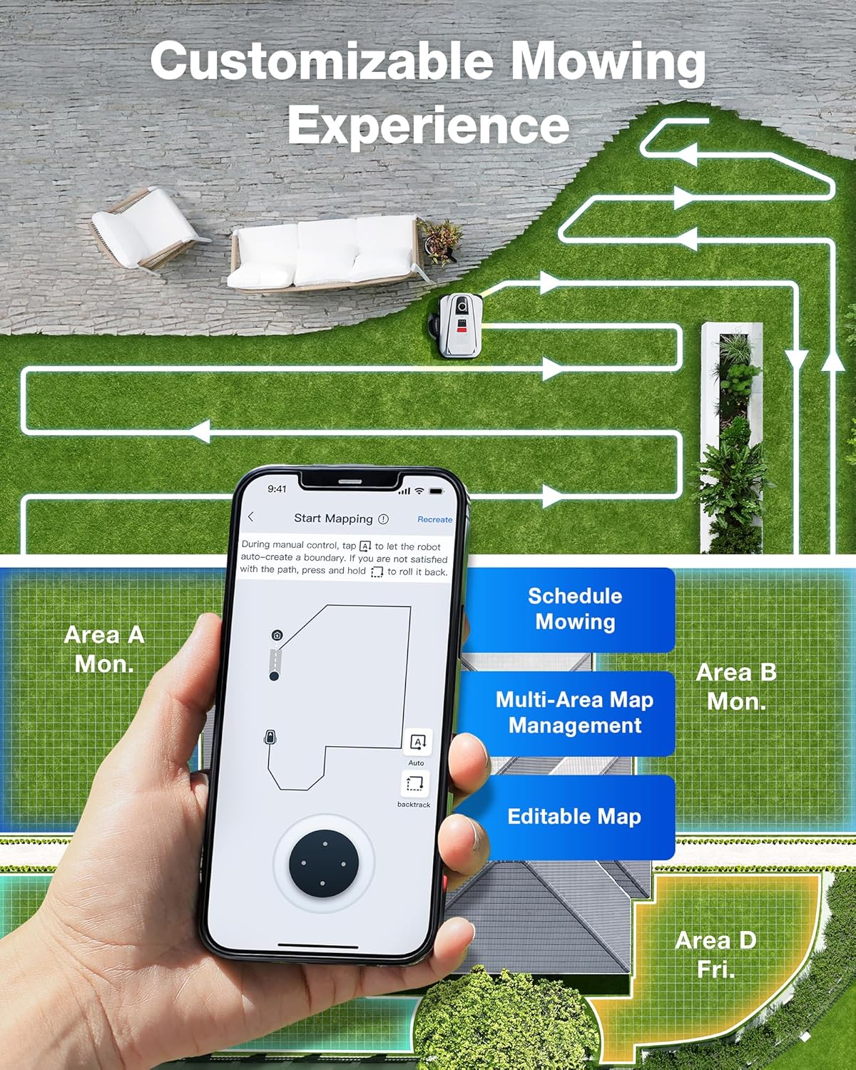 ECOVACS Goat A2000 LiDAR PRO Robotic Lawn Mower, Wire-Free with Auto Mapping & Smart App Control