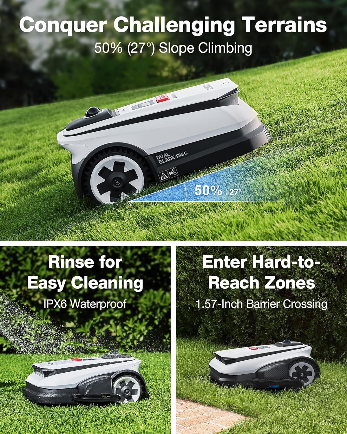 ECOVACS Goat A2000 LiDAR PRO Robotic Lawn Mower, Wire-Free with Auto Mapping & Smart App Control